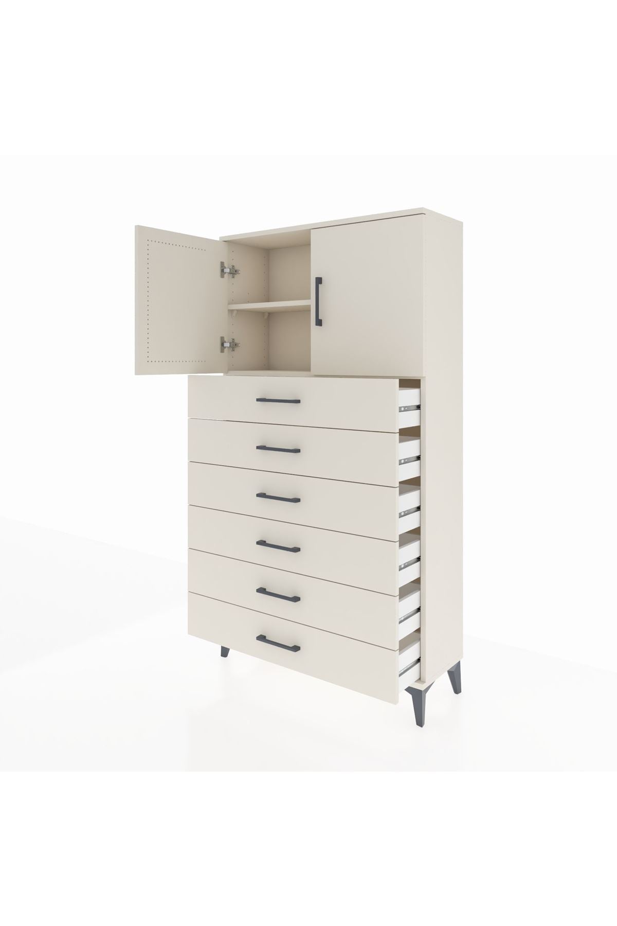 Arges Dolap 2 Raflı 6 Çekmeceli 2 Kapaklı 88x30x163 Aytaşı-Aytaşı