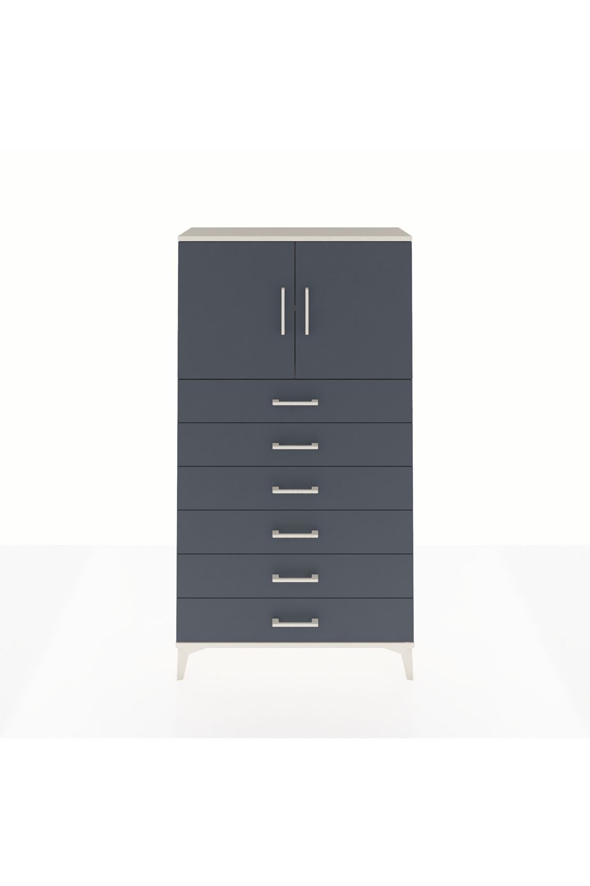 Arges Dolap 2 Raflı 6 Çekmeceli 2 Kapaklı 88x30x163 Aytaşı-Antrasit