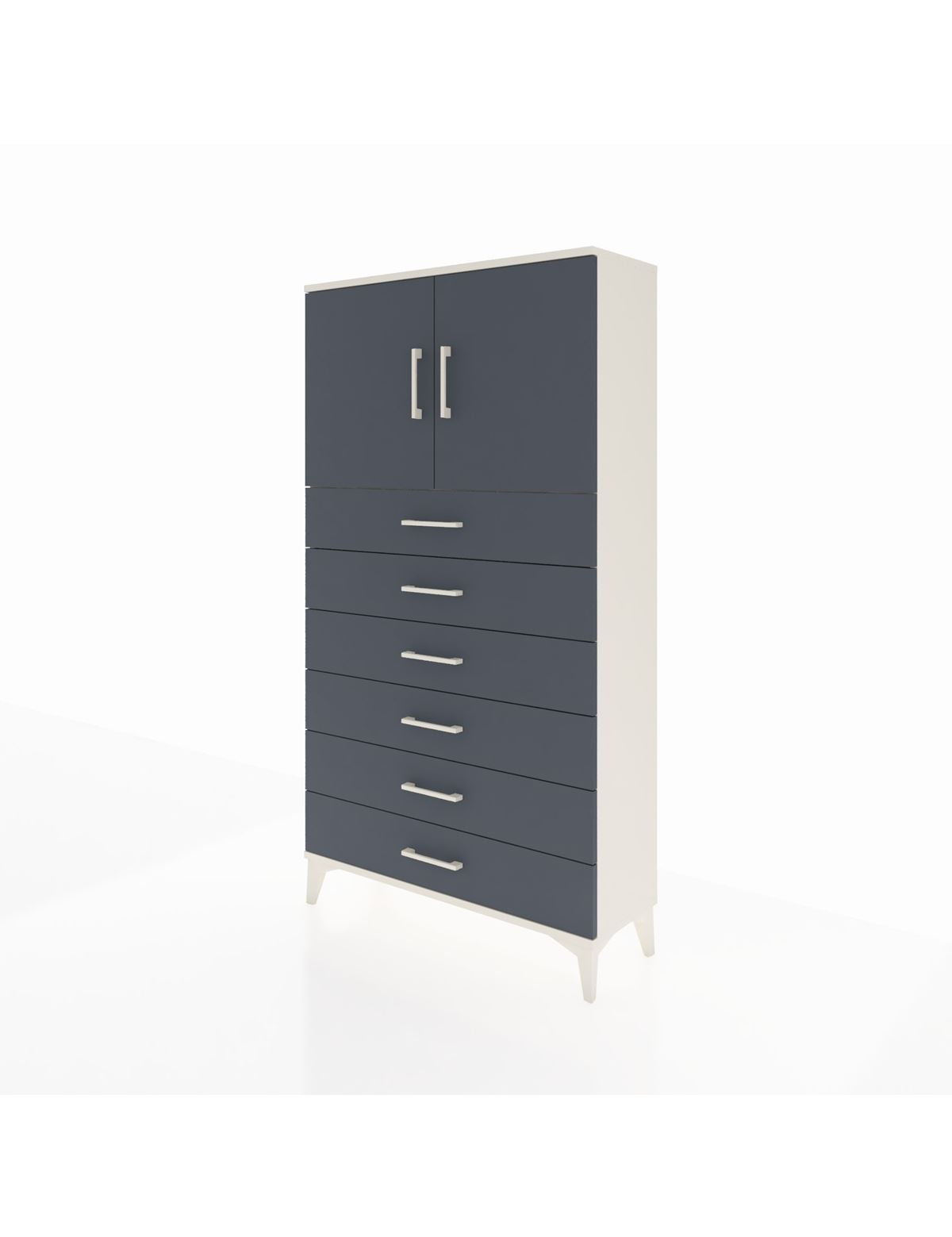 Arges Dolap 2 Raflı 6 Çekmeceli 2 Kapaklı 88x30x163 - S21M077V2A