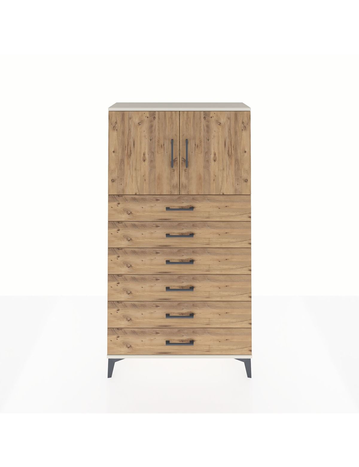 Arges Dolap 2 Raflı 6 Çekmeceli 2 Kapaklı 88x30x163 Aytaşı-Çam