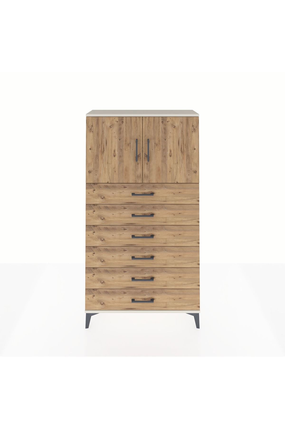 Arges Dolap 2 Raflı 6 Çekmeceli 2 Kapaklı 88x30x163 Aytaşı-Çam