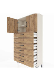 Arges Dolap 2 Raflı 6 Çekmeceli 2 Kapaklı 88x30x163 Aytaşı-Çam