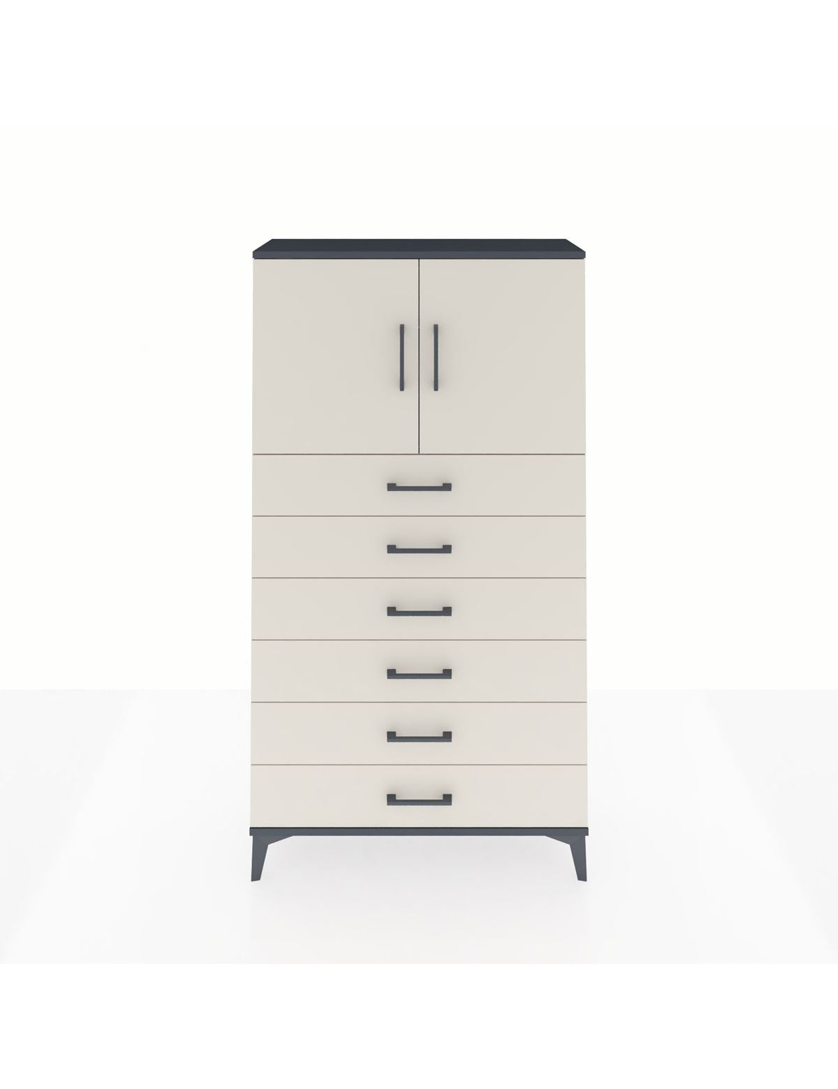 Arges Dolap 2 Raflı 6 Çekmeceli 2 Kapaklı 88x30x163 Antrasit-Aytaşı