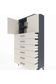 Arges Dolap 2 Raflı 6 Çekmeceli 2 Kapaklı 88x30x163 Antrasit-Aytaşı