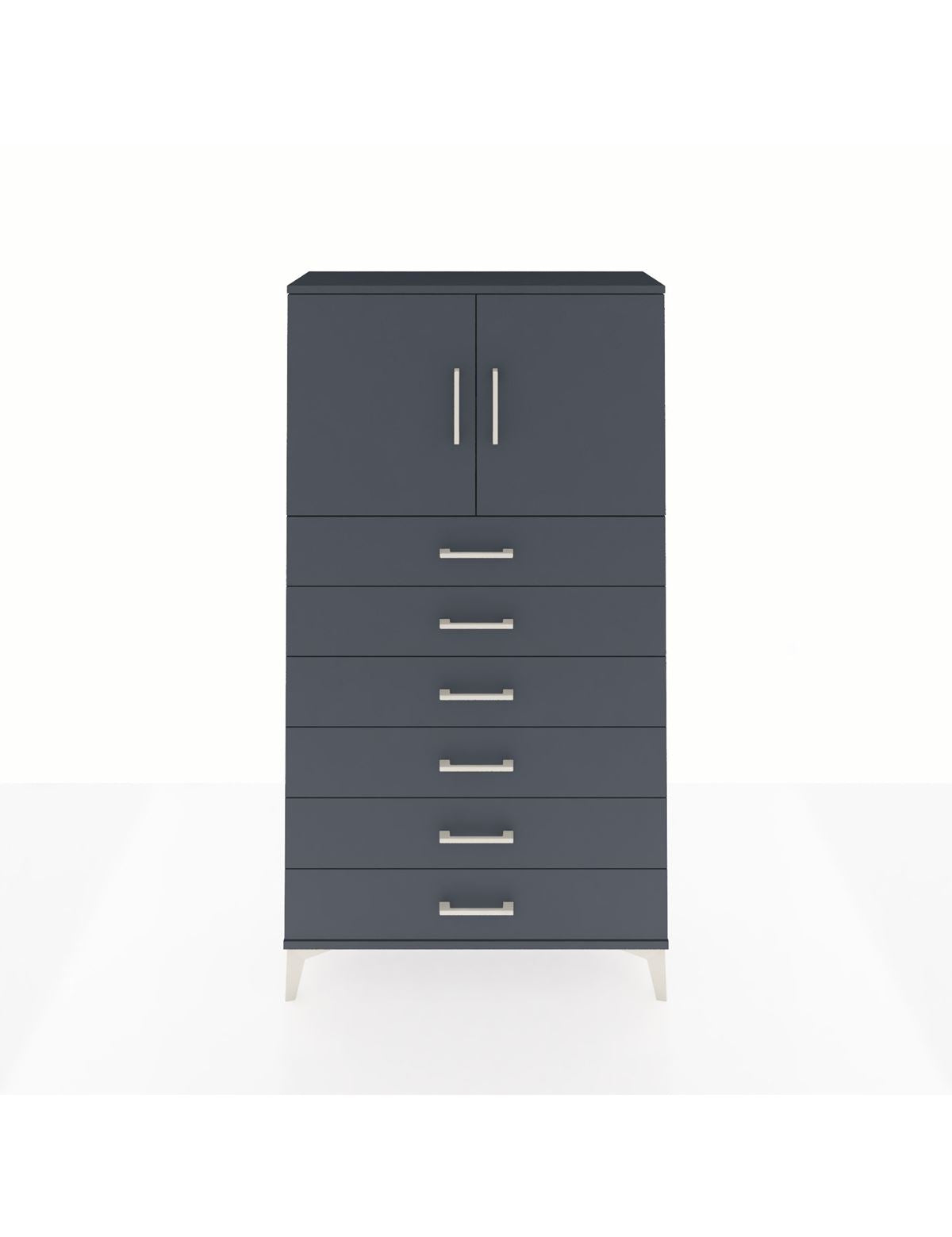 Arges Dolap 2 Raflı 6 Çekmeceli 2 Kapaklı 88x30x163 Antrasit-Antrasit