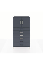 Arges Dolap 2 Raflı 6 Çekmeceli 2 Kapaklı 88x30x163 Antrasit-Antrasit