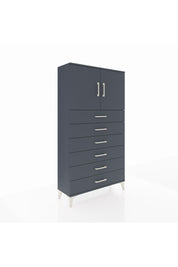 Arges Dolap 2 Raflı 6 Çekmeceli 2 Kapaklı 88x30x163 Antrasit-Antrasit