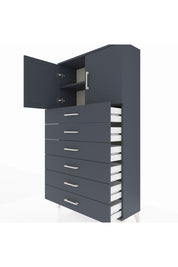 Arges Dolap 2 Raflı 6 Çekmeceli 2 Kapaklı 88x30x163 Antrasit-Antrasit