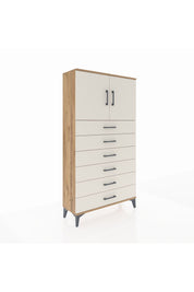 Arges Dolap 2 Raflı 6 Çekmeceli 2 Kapaklı 88x30x163 Çam-Aytaşı