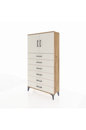 Arges Dolap 2 Raflı 6 Çekmeceli 2 Kapaklı 88x30x163 Çam-Aytaşı