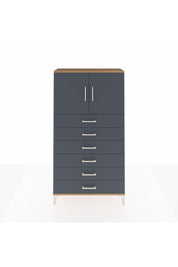 Arges Dolap 2 Raflı 6 Çekmeceli 2 Kapaklı 88x30x163 Çam-Antrasit