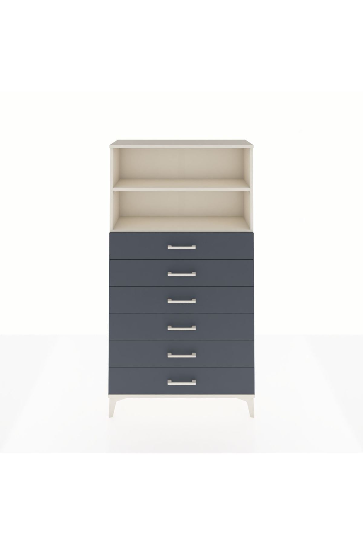 Arges Dolap 2 Raflı 6 Çekmeceli 88x30x163 Aytaşı-Antrasit