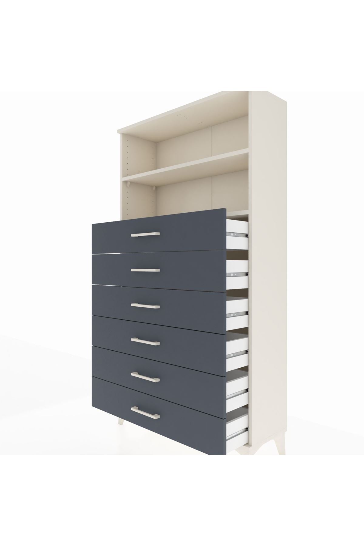 Arges Dolap 2 Raflı 6 Çekmeceli 88x30x163 Aytaşı-Antrasit