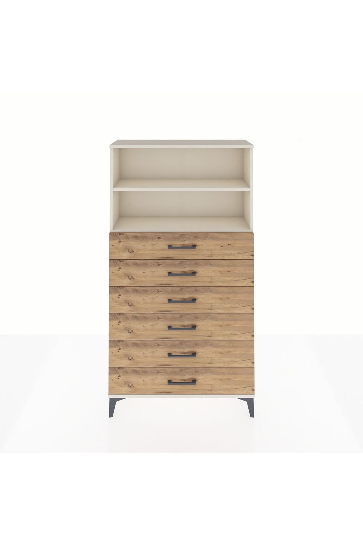 Arges Dolap 2 Raflı 6 Çekmeceli 88x30x163 Aytaşı-Çam