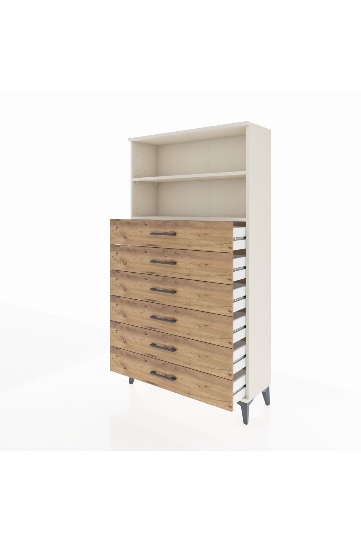 Arges Dolap 2 Raflı 6 Çekmeceli 88x30x163 Aytaşı-Çam