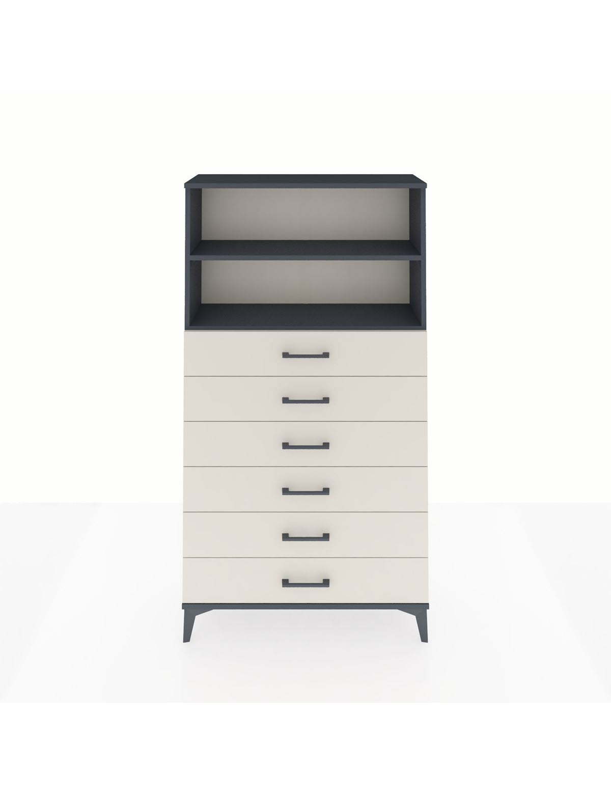 Arges Dolap 2 Raflı 6 Çekmeceli 88x30x163 Antrasit-Aytaşı