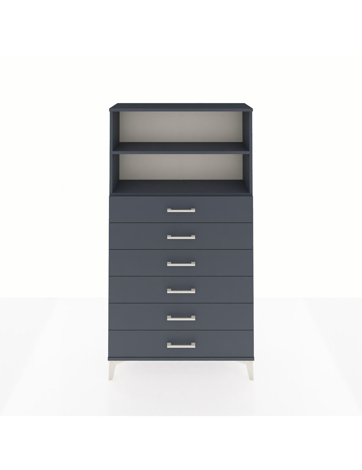 Arges Dolap 2 Raflı 6 Çekmeceli 88x30x163 Antrasit-Antrasit