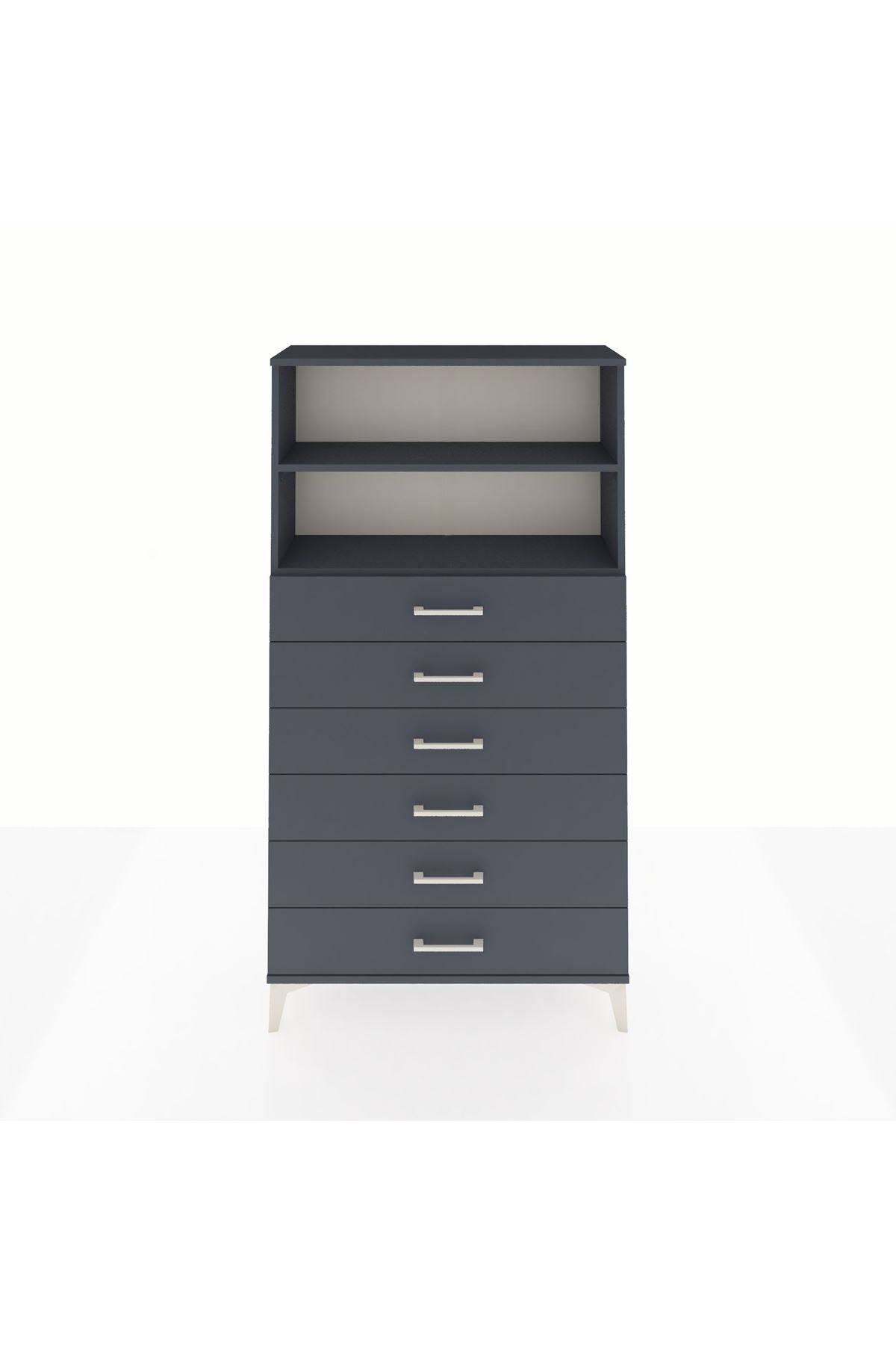 Arges Dolap 2 Raflı 6 Çekmeceli 88x30x163 Antrasit-Antrasit