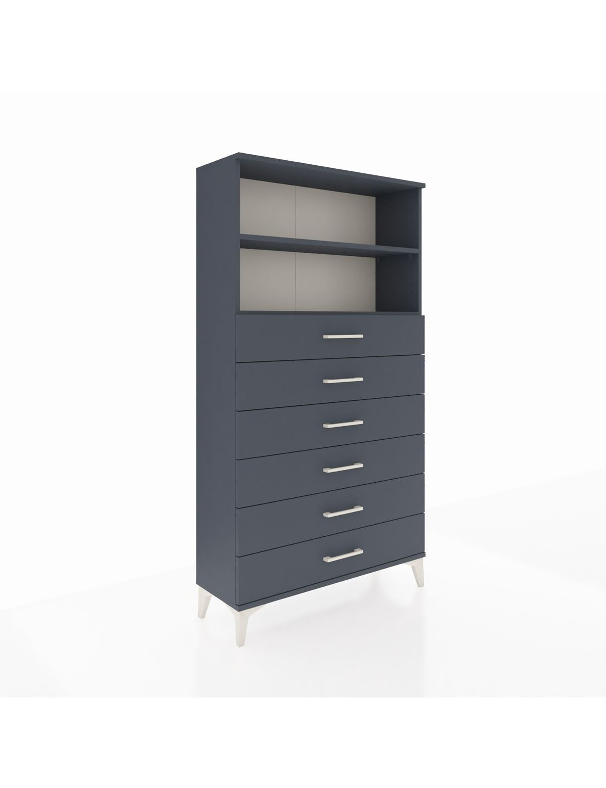 Arges Dolap 2 Raflı 6 Çekmeceli 88x30x163 Antrasit-Antrasit