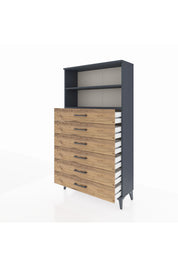 Arges Dolap 2 Raflı 6 Çekmeceli 88x30x163 Antrasit-Çam