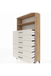 Arges Dolap 2 Raflı 6 Çekmeceli 88x30x163 Çam-Aytaşı