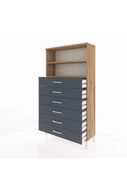 Arges Dolap 2 Raflı 6 Çekmeceli 88x30x163 Çam-Antrasit