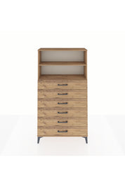 Arges Dolap 2 Raflı 6 Çekmeceli 88x30x163 Çam-Çam