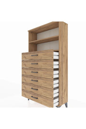 Arges Dolap 2 Raflı 6 Çekmeceli 88x30x163 Çam-Çam
