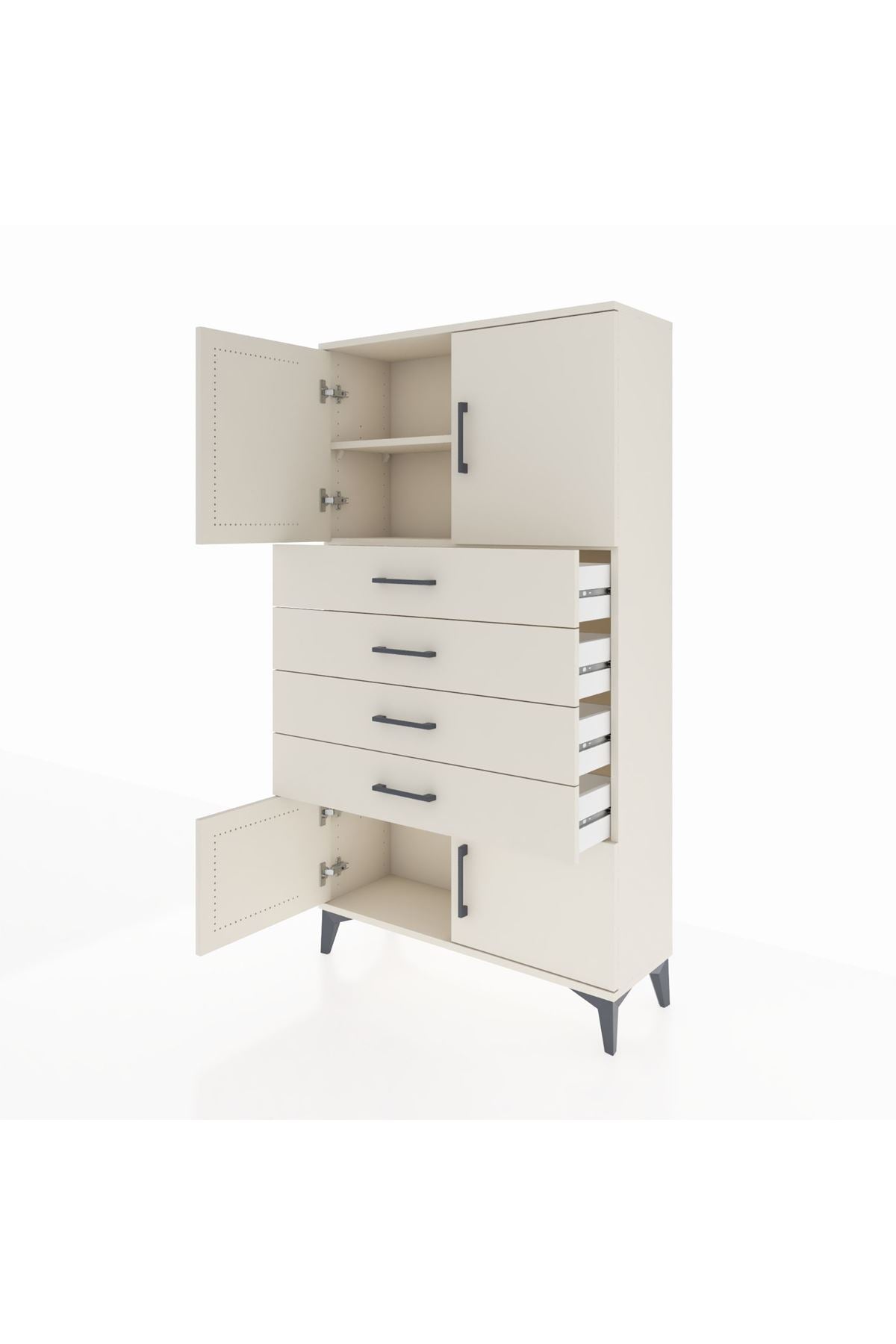 Arges Dolap 2 Raflı 4 Çekmeceli 4 Kapaklı 88x30x163 Aytaşı-Aytaşı