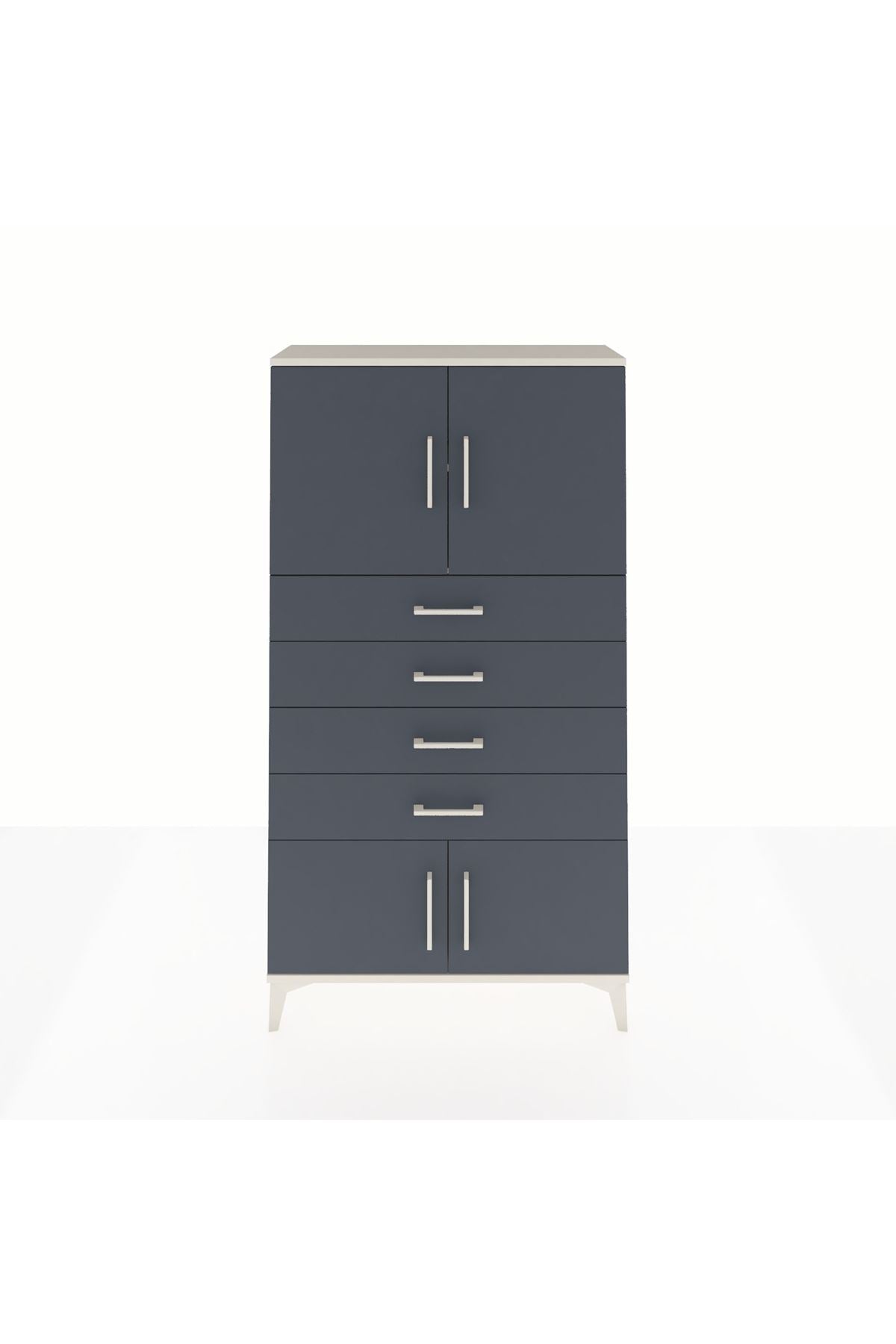 Arges Dolap 2 Raflı 4 Çekmeceli 4 Kapaklı 88x30x163 Aytaşı-Antrasit