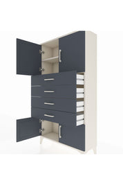 Arges Dolap 2 Raflı 4 Çekmeceli 4 Kapaklı 88x30x163 Aytaşı-Antrasit