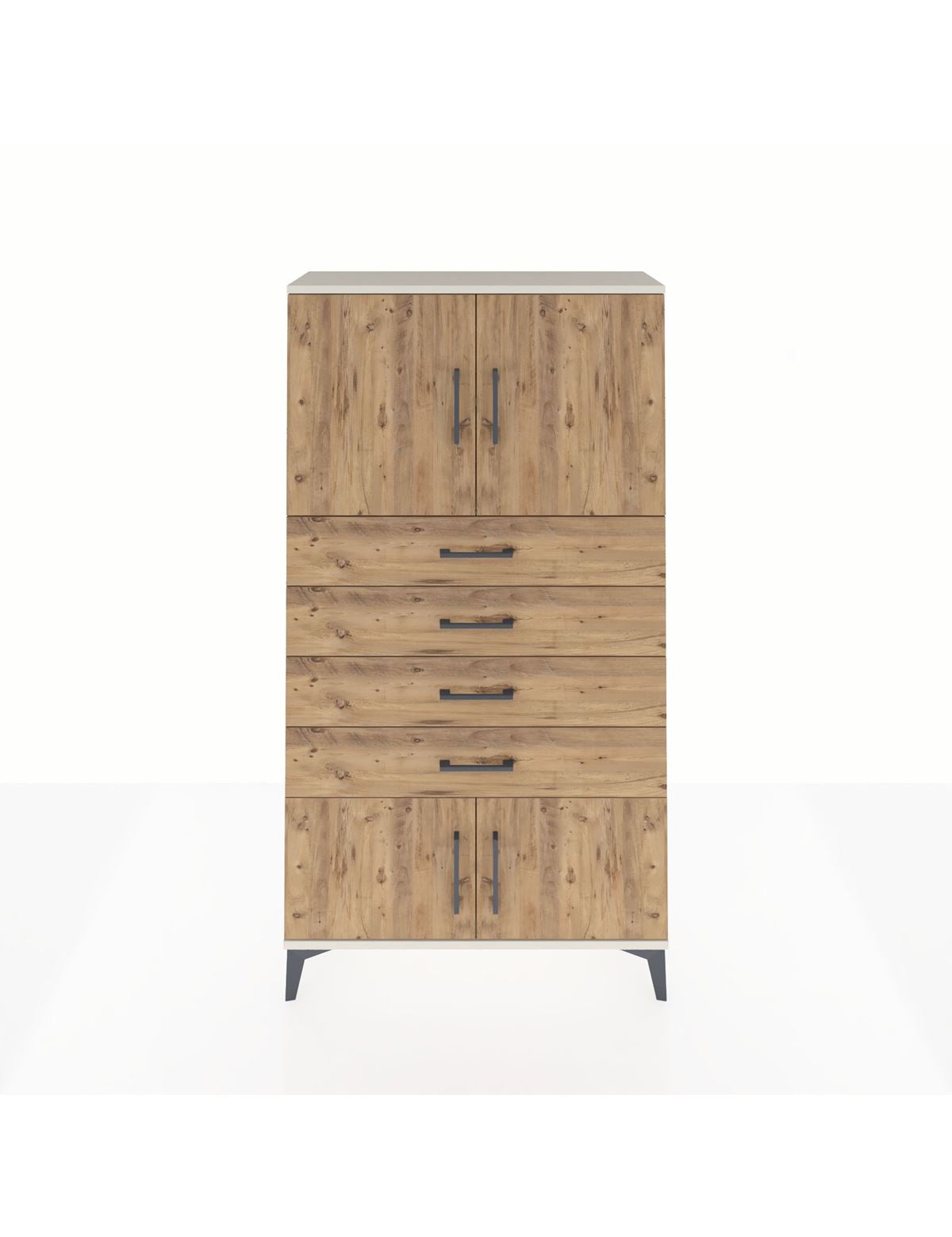 Arges Dolap 2 Raflı 4 Çekmeceli 4 Kapaklı 88x30x163 Aytaşı-Çam