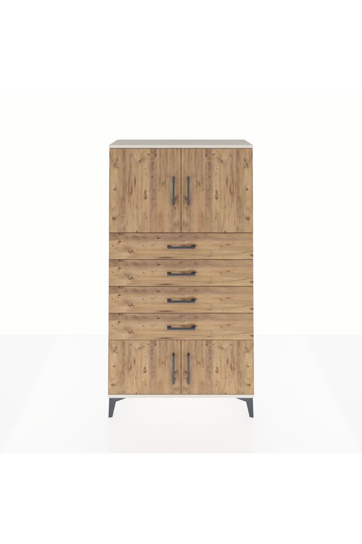 Arges Dolap 2 Raflı 4 Çekmeceli 4 Kapaklı 88x30x163 Aytaşı-Çam