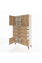 Arges Dolap 2 Raflı 4 Çekmeceli 4 Kapaklı 88x30x163 Aytaşı-Çam