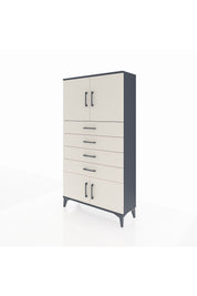 Arges Dolap 2 Raflı 4 Çekmeceli 4 Kapaklı 88x30x163 Antrasit-Aytaşı