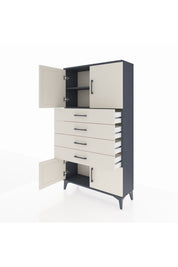 Arges Dolap 2 Raflı 4 Çekmeceli 4 Kapaklı 88x30x163 Antrasit-Aytaşı