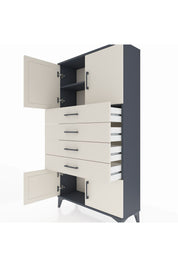 Arges Dolap 2 Raflı 4 Çekmeceli 4 Kapaklı 88x30x163 Antrasit-Aytaşı