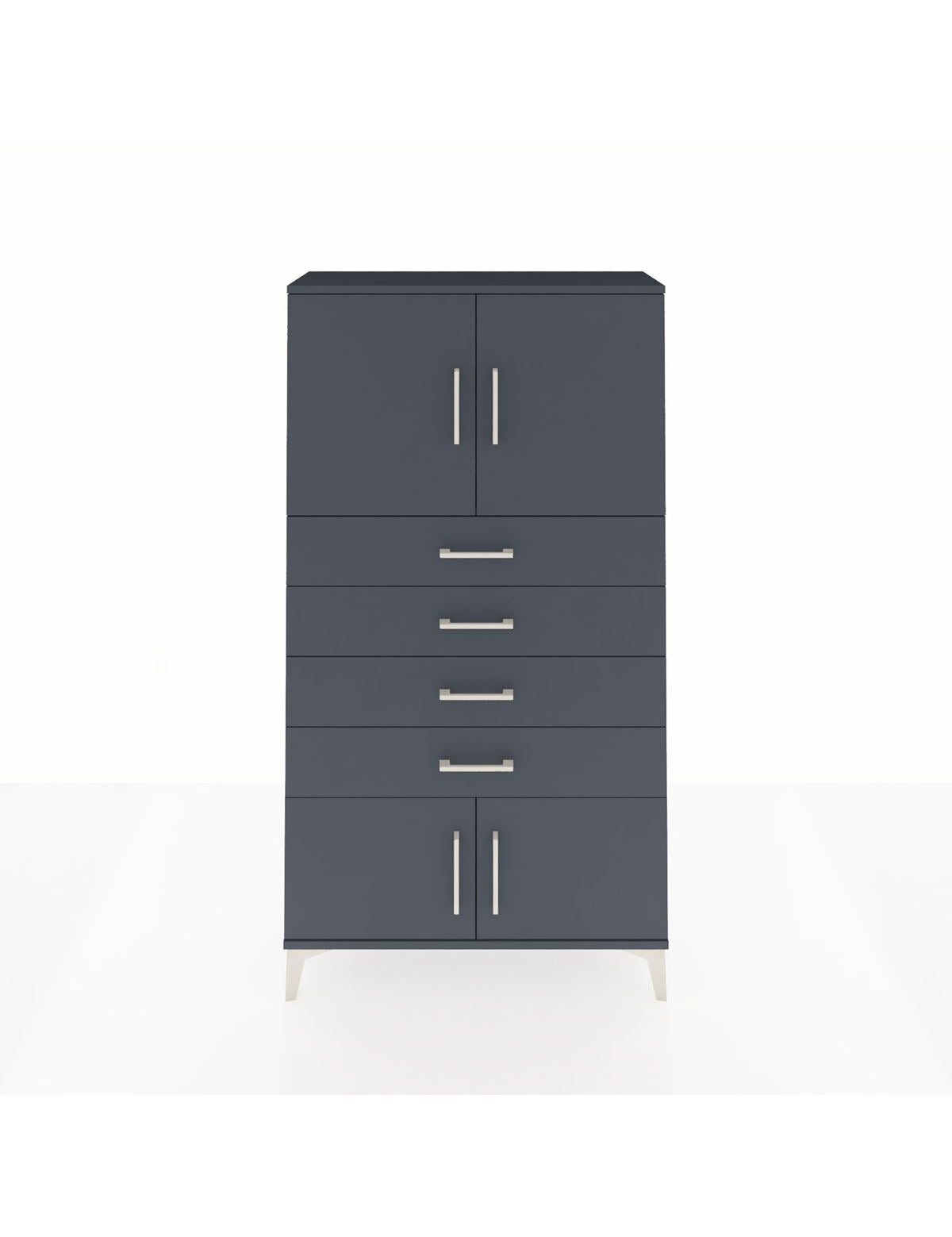 Arges Dolap 2 Raflı 4 Çekmeceli 4 Kapaklı 88x30x163 Antrasit-Antrasit