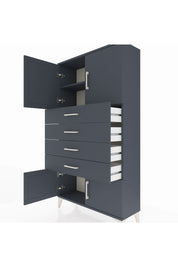 Arges Dolap 2 Raflı 4 Çekmeceli 4 Kapaklı 88x30x163 Antrasit-Antrasit