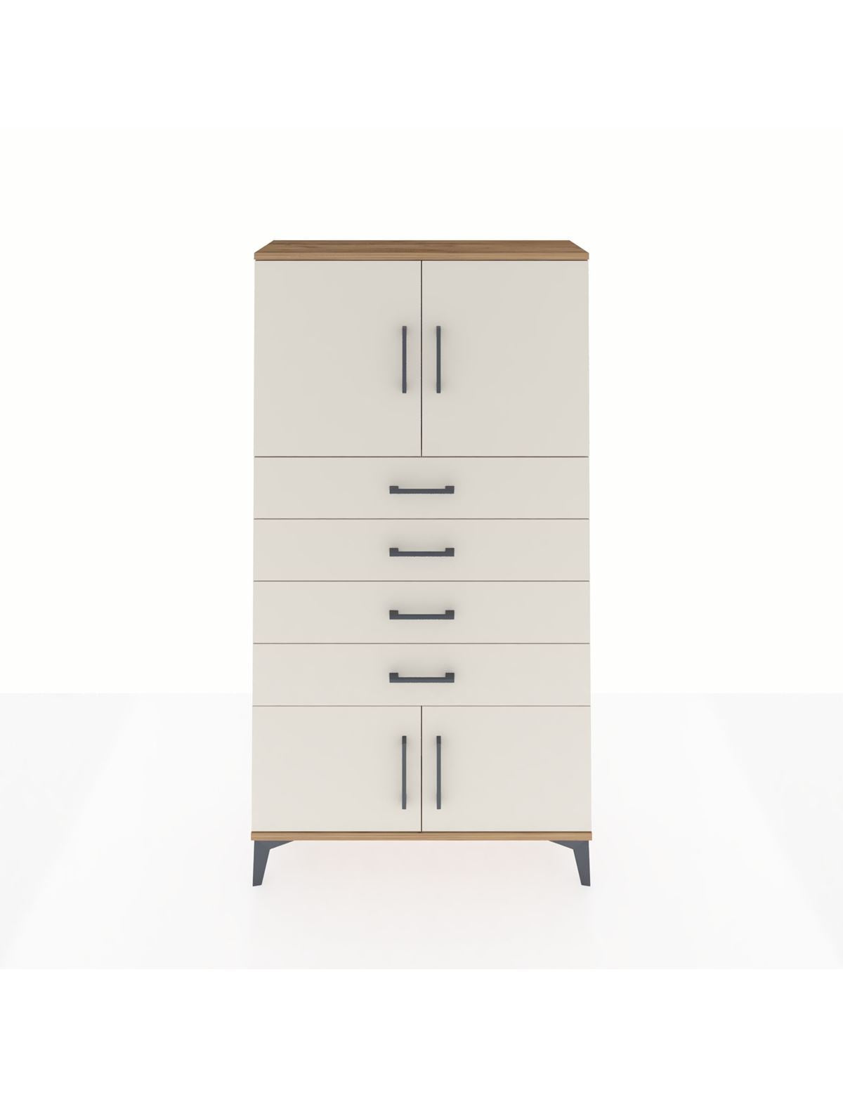 Arges Dolap 2 Raflı 4 Çekmeceli 4 Kapaklı 88x30x163 Çam-Aytaşı