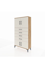 Arges Dolap 2 Raflı 4 Çekmeceli 4 Kapaklı 88x30x163 Çam-Aytaşı