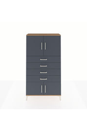 Arges Dolap 2 Raflı 4 Çekmeceli 4 Kapaklı 88x30x163 Çam-Antrasit