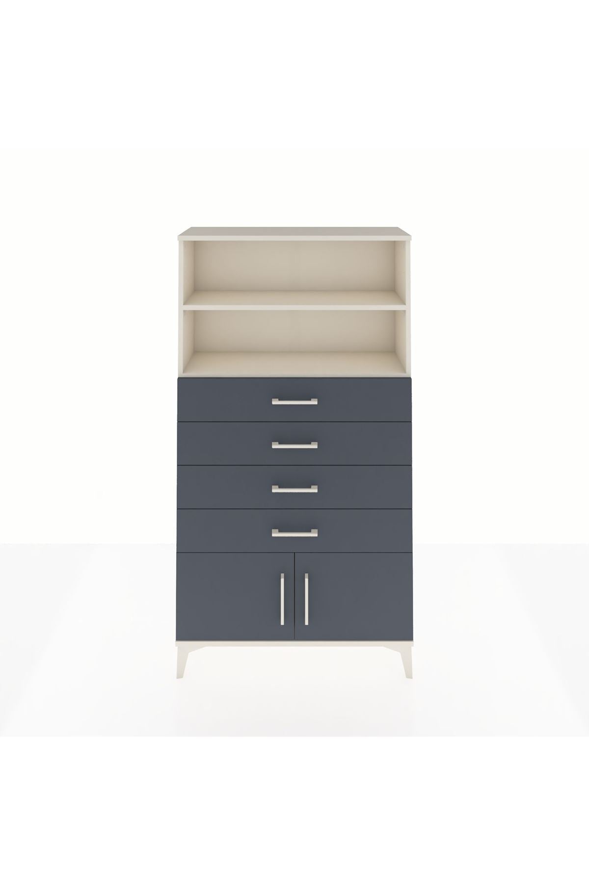 Arges Dolap 2 Raflı 4 Çekmeceli 2 Kapaklı 88x30x163 Aytaşı-Antrasit