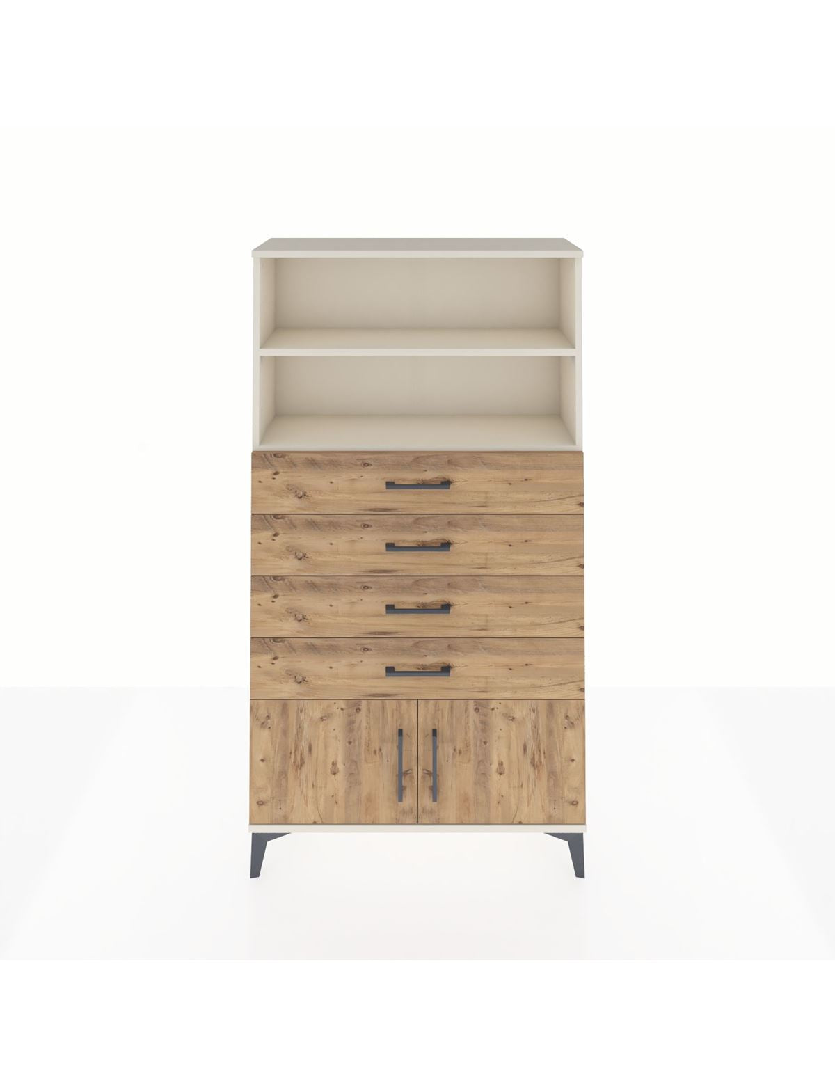 Arges Dolap 2 Raflı 4 Çekmeceli 2 Kapaklı 88x30x163 Aytaşı-Çam