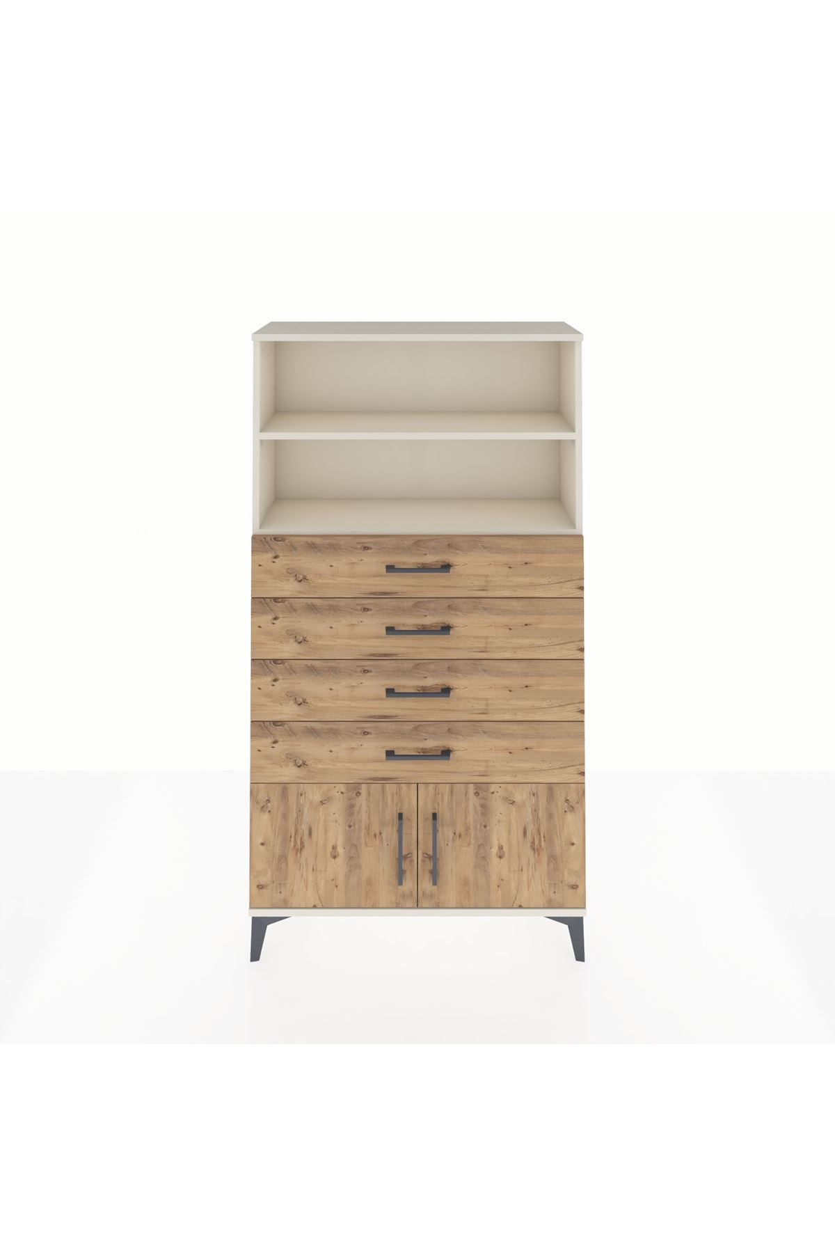 Arges Dolap 2 Raflı 4 Çekmeceli 2 Kapaklı 88x30x163 Aytaşı-Çam
