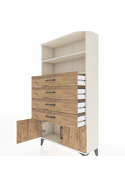 Arges Dolap 2 Raflı 4 Çekmeceli 2 Kapaklı 88x30x163 Aytaşı-Çam