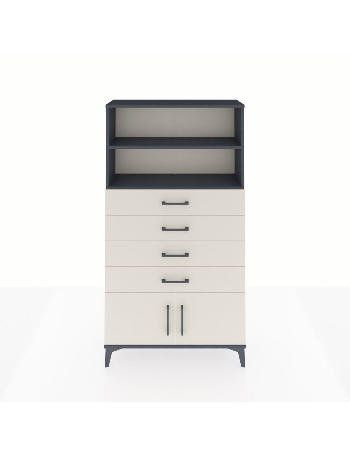 Arges Dolap 2 Raflı 4 Çekmeceli 2 Kapaklı 88x30x163 Antrasit-Aytaşı