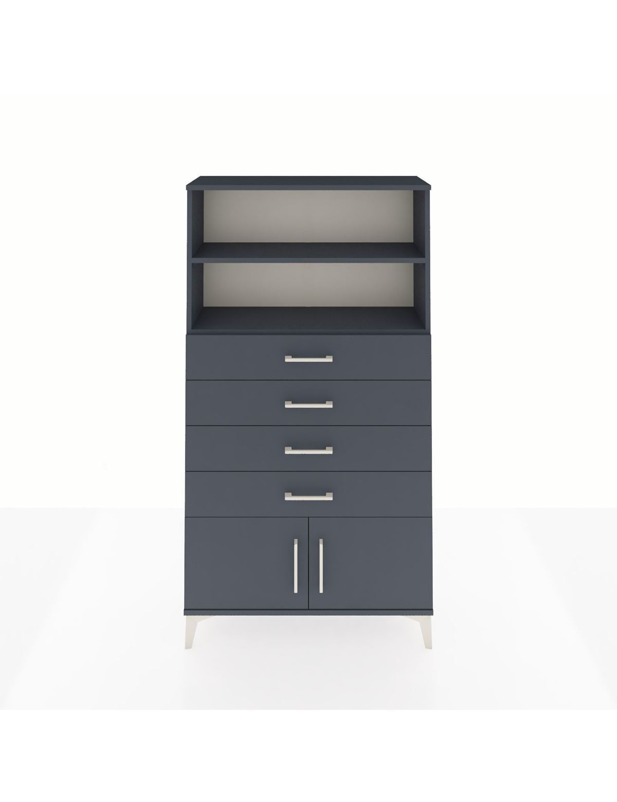 Arges Dolap 2 Raflı 4 Çekmeceli 2 Kapaklı 88x30x163 Antrasit-Antrasit