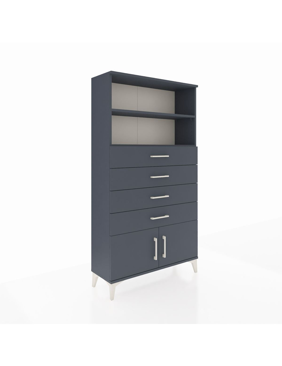 Arges Dolap 2 Raflı 4 Çekmeceli 2 Kapaklı 88x30x163 Antrasit-Antrasit