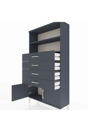 Arges Dolap 2 Raflı 4 Çekmeceli 2 Kapaklı 88x30x163 Antrasit-Antrasit